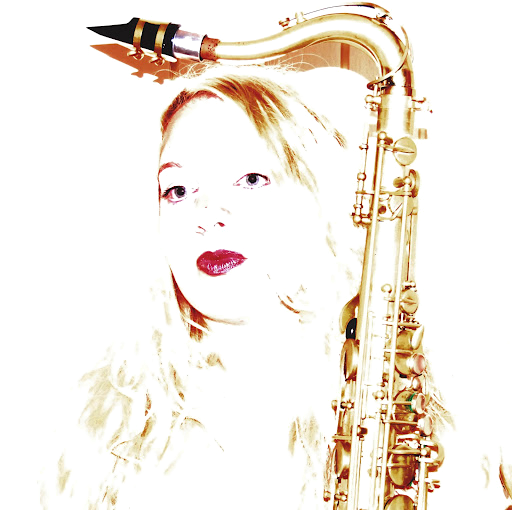 Music teacher Natasha Koczy with her saxophone. Natasha teaches sax, singing, piano and clarinet in Saltaire, near Bradford, West Yorkshire